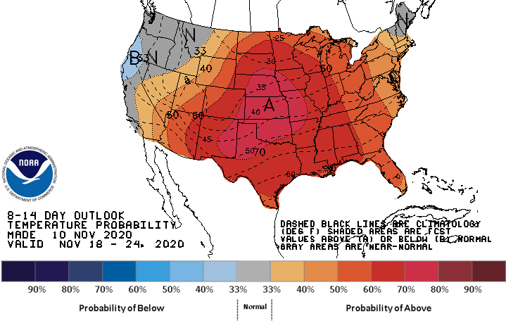 8-14 Day Temperature Probability Outlook